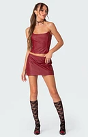 Edikted Aster Faux Leather Mini Skirt