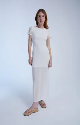 Ivory Overlay Knit Maxi Dress