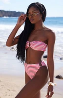 Salero Swim Striped Scrunch Ring Side High Waisted Bikini Bottom