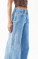 Pacsun Lena Medium Indigo Star Low Rise Super Baggy Jeans