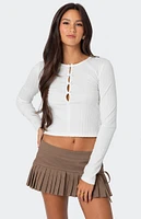 Edikted Bow Cut Out Pointelle Top