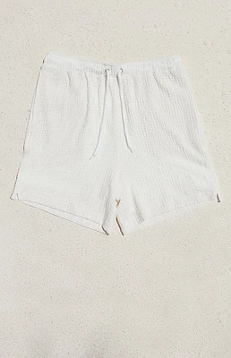 Cream Textured Shorts