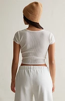 Est. PAC 1980 Gemma Waffle Knit Henley Crop Top