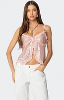 Edikted Sequin Ruffled Split Front Top