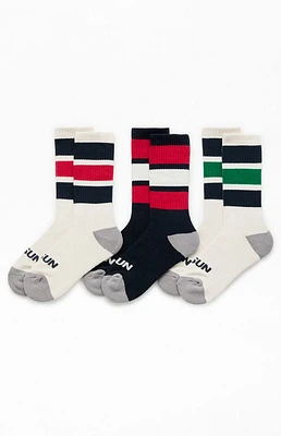 PacSun 3 Pack Varsity Stripe Crew Socks