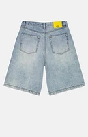 WeSC America Inc Light Blue Denim Carpenter Long Baggy Shorts