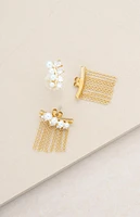 Ettika Crystal & Pearl Three-In-One Ear Crawlers