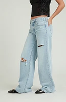 PacSun Lena Light Indigo Ripped Low Rise Super Baggy Jeans