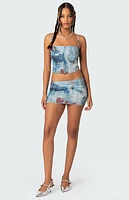 Edikted Love Letter Printed Mesh Corset