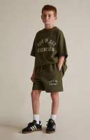 Fear of God Essentials Kids Military Fleece Soccer Sweat Shorts