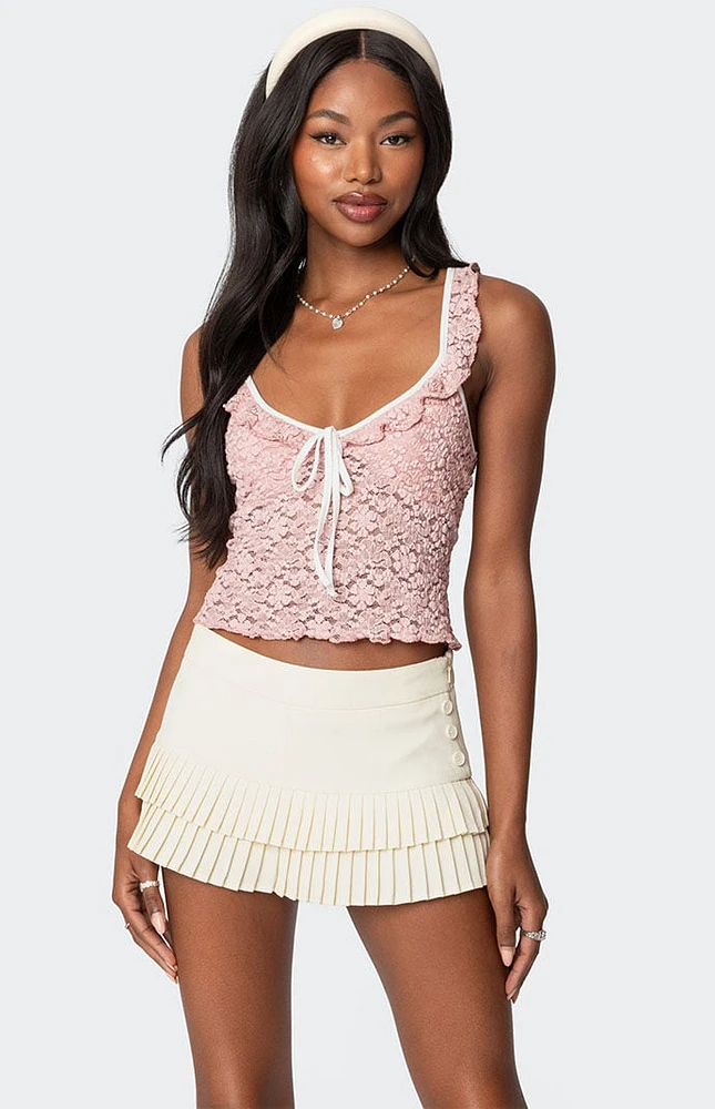 Edikted Contrast Sheer Lace Top