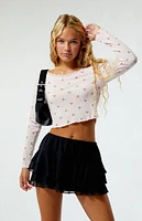 LA Hearts Drawstring Tiered Ruffle Mini Skirt