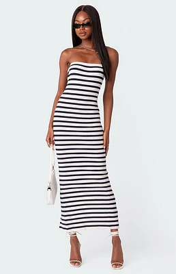 Knit Back Slitted Maxi Dress