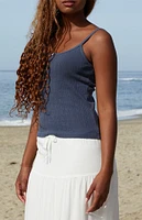 John Galt Navy Skylar Pointelle Tank Top