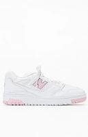 New Balance White & Pink 550 Sneakers