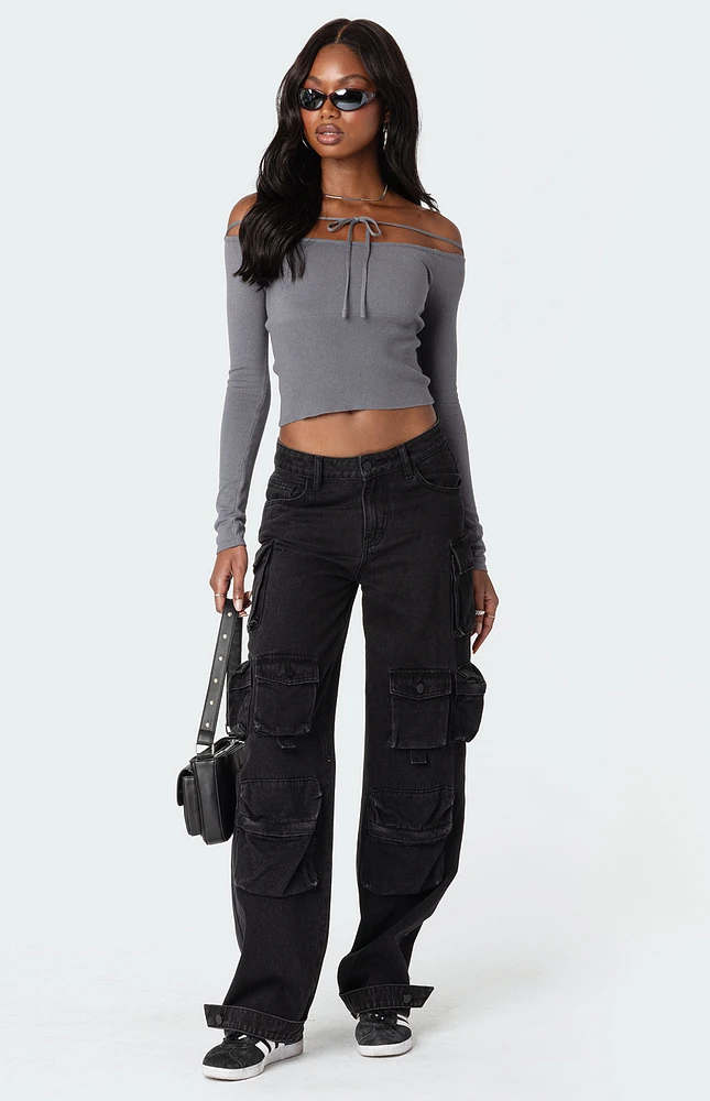 Edikted Jane Tie Front Knit Top