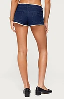 Edikted Maye Contrast Lacey Denim Shorts