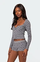 Edikted Lavender Waffle Long Sleeve Top