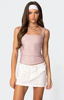 Edikted Sarah Shiny Square Neck Tank Top