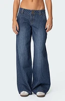 Edikted Cory Striped Low Rise Jeans