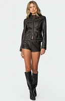 Edikted Blaise Faux Leather Micro Shorts