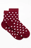 John Galt Burgundy Heart Socks