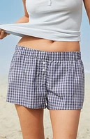 John Galt Blue Plaid Keira Pajama Boxer Shorts