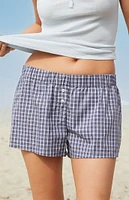 John Galt Blue Plaid Keira Pajama Boxer Shorts