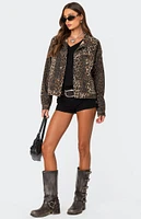 Edikted Leopard Print Denim Jacket