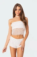 Edikted Julianna Sheer Ruffle Tube Top