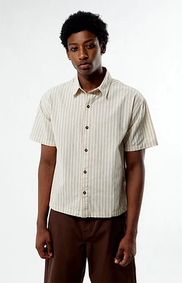 PacSun Oxford Tan Striped Camp Shirt