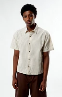 PacSun Oxford Tan Striped Camp Shirt