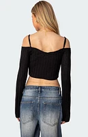 Edikted Triangle Hem Off Shoulder Sweater