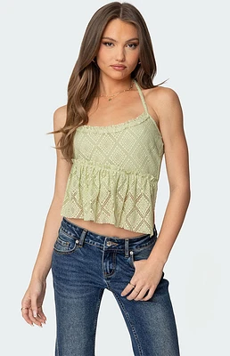 Edikted Asymmetric Lace Halter Top