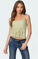 Edikted Asymmetric Lace Halter Top