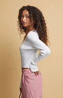 Beverly and Beck Mona Pointelle V-Neck Sweater