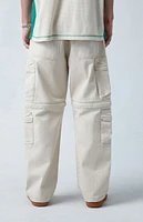 PacSun Cream Baggy Cargo Zip-Off Jeans