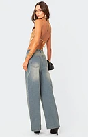 Edikted Braya Washed Low Rise Baggy Jeans