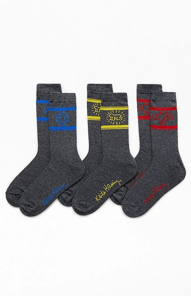 3 Pack Keith Haring Crew Socks