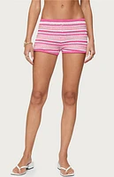 Edikted Nola Striped Textured Knit Shorts