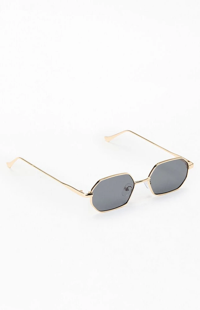 PacSun Gold Metal Hexagon Frame Sunglasses