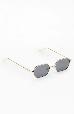 PacSun Gold Metal Hexagon Frame Sunglasses