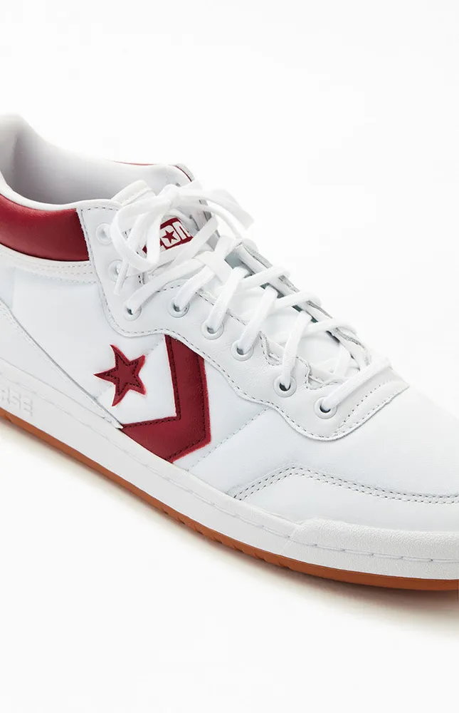 Converse White & Burgundy Fastbreak Pro Shoes