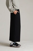 Women's Jet Black Reverse Fleece Long Skirt