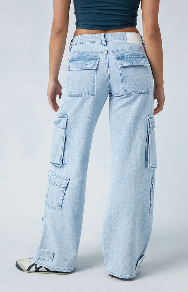 PacSun Eco Light Indigo Low Rise Baggy Cargo Jeans