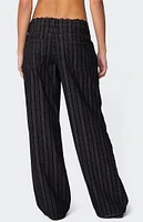 Edikted Lace Trim Striped Low Rise Jeans