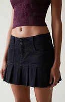 Black Low Rise Pleated Mini Skirt