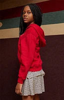 PacSun Kids Red Embroidered Bow Full Zip Hoodie