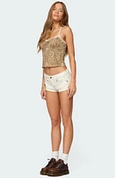 Edikted Hearts Low Rise Micro Denim Shorts