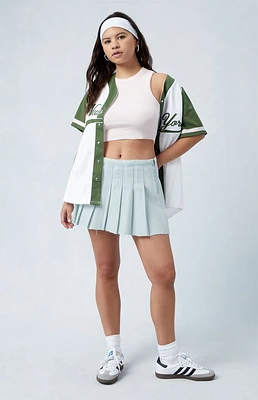 Pacsun Eco Light Indigo Mid Rise Pleated Denim Mini Skirt